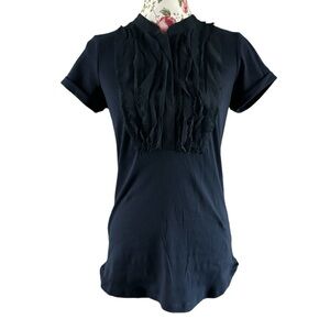 Banana Republic navy blue medium short sleeve ruffles